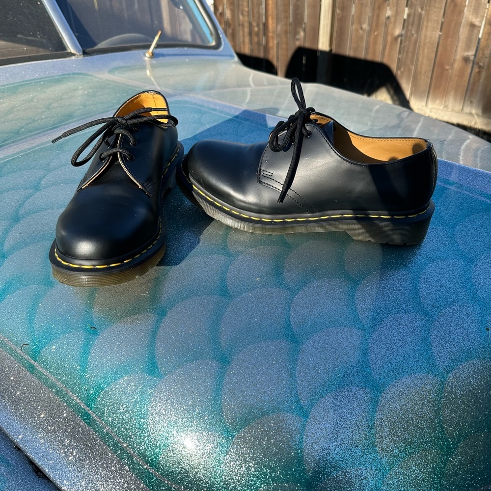 Classic Dr. Martin Black Leather Women's Oxfords